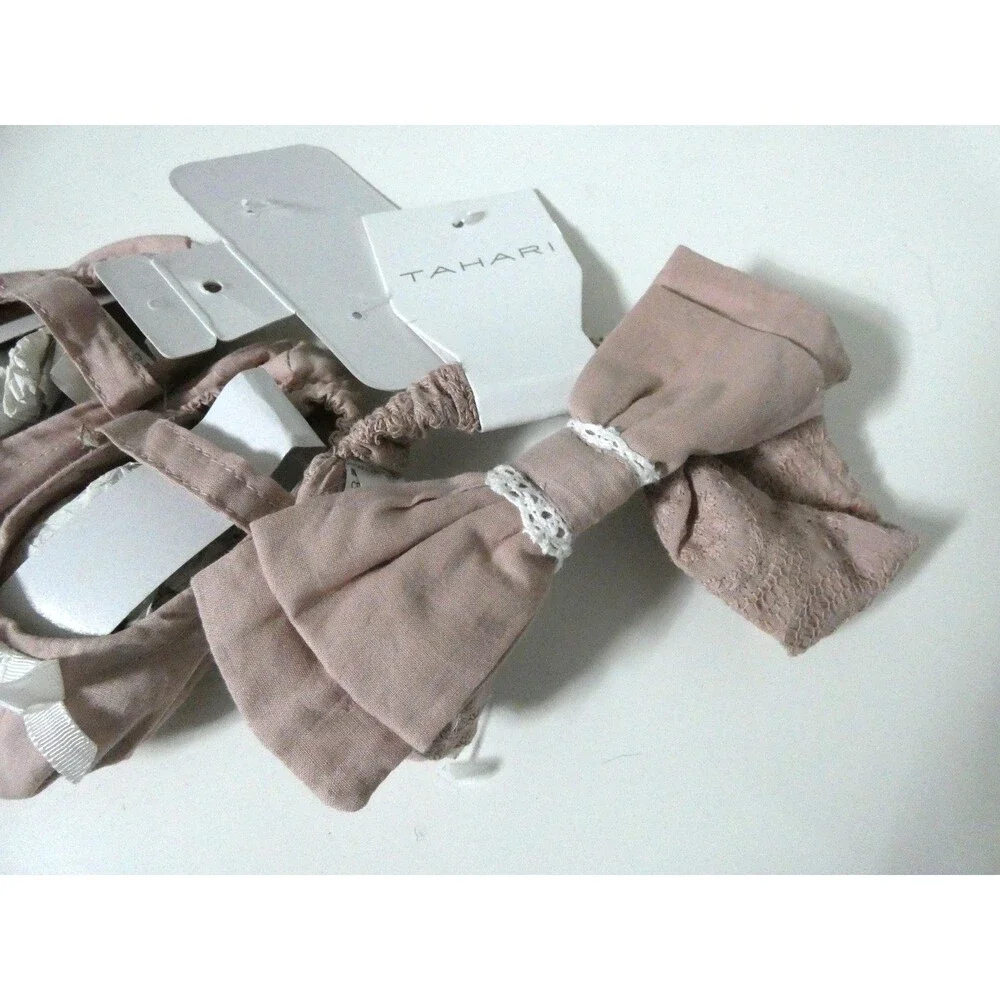 Tahari Baby New 9 Months Pink Bow Headband & Ballet Slipper Sock Ballet Flat Set